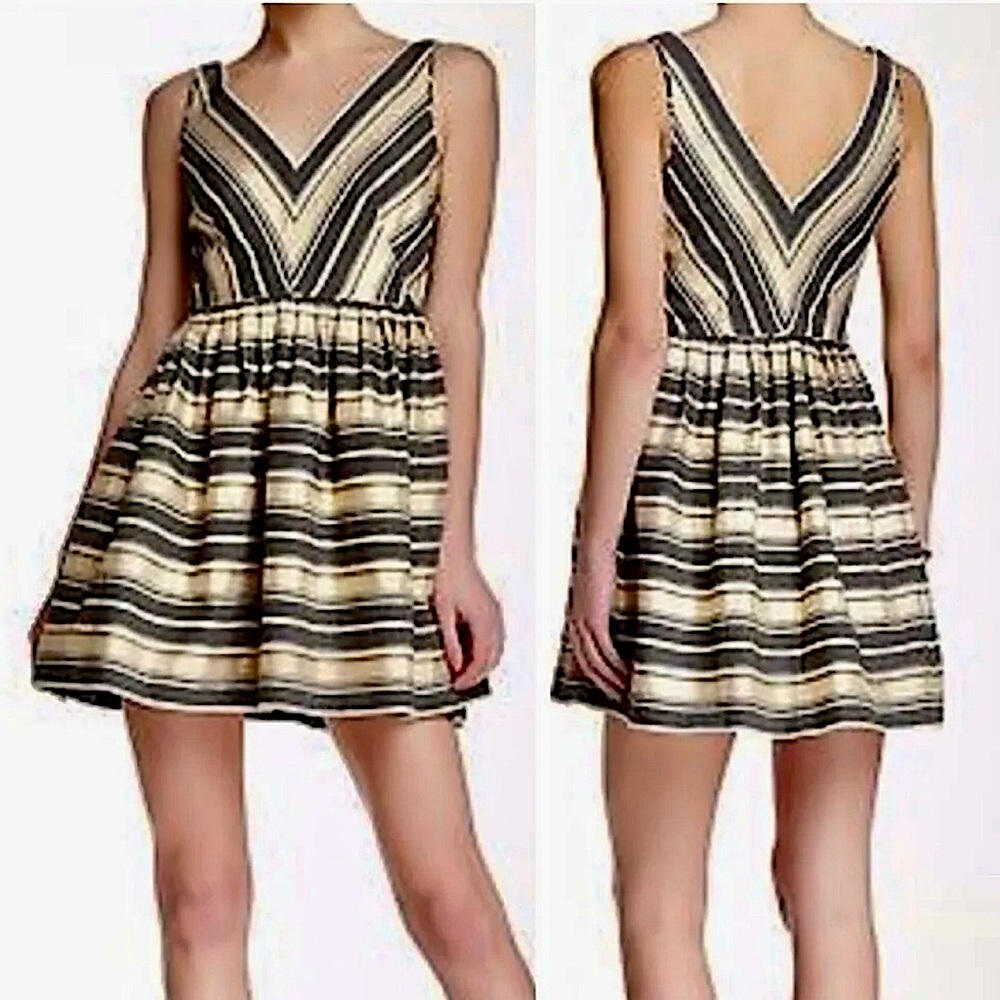 J. Crew Metallic Stripe Fit & Flare Mini Party Dress